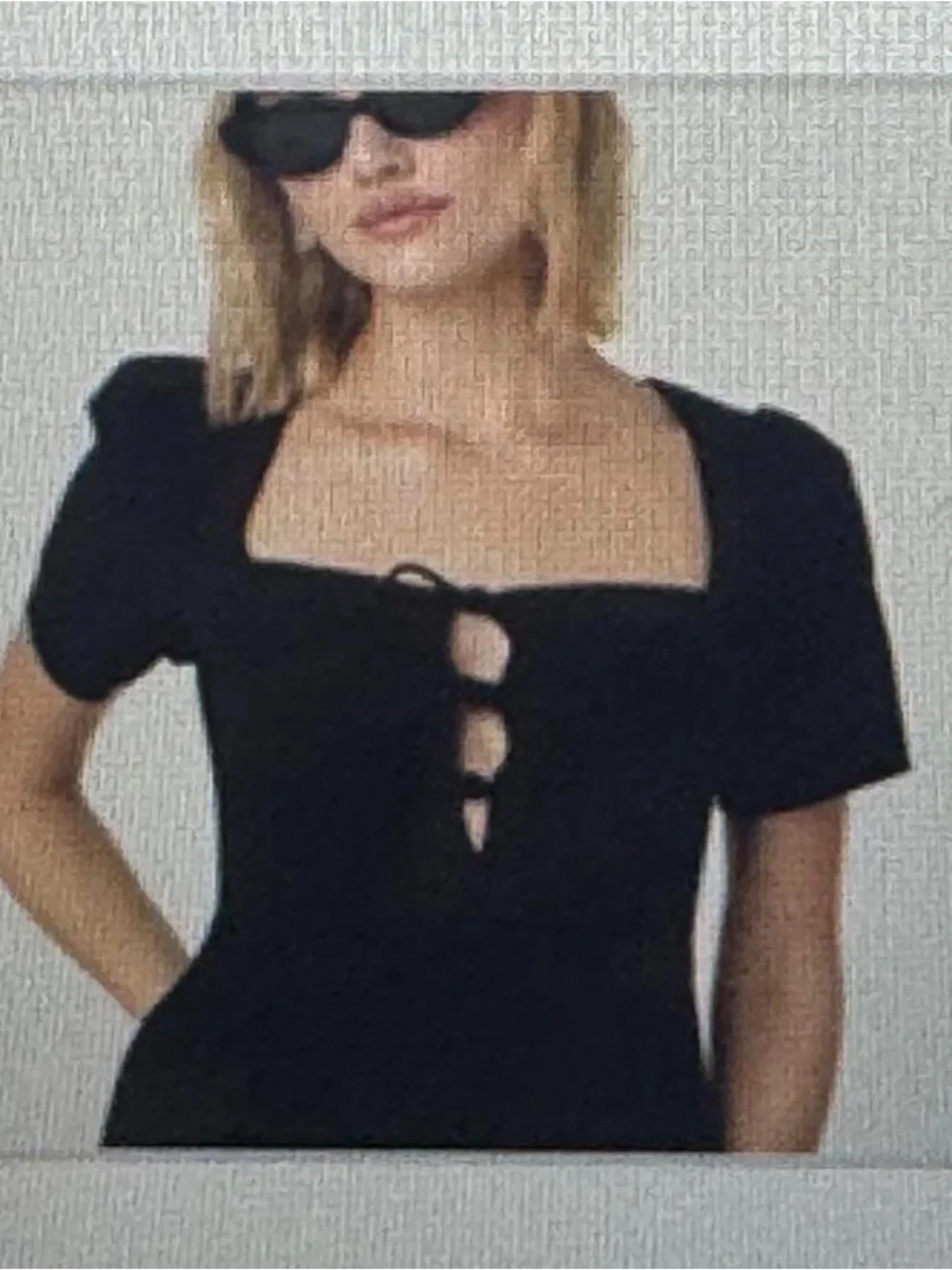ASTR The Label Black Tie Front Puff Sleeve Top XS NWT